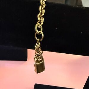 Gold Chain Bracelet with Lock Charm
